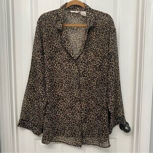 Secret Treasures Long Sleeve Cheetah Print Sleep Shirt XXXL